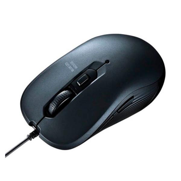 サンワサプライ 有線ブルーLEDマウス ガンメタ MA-BL114GM