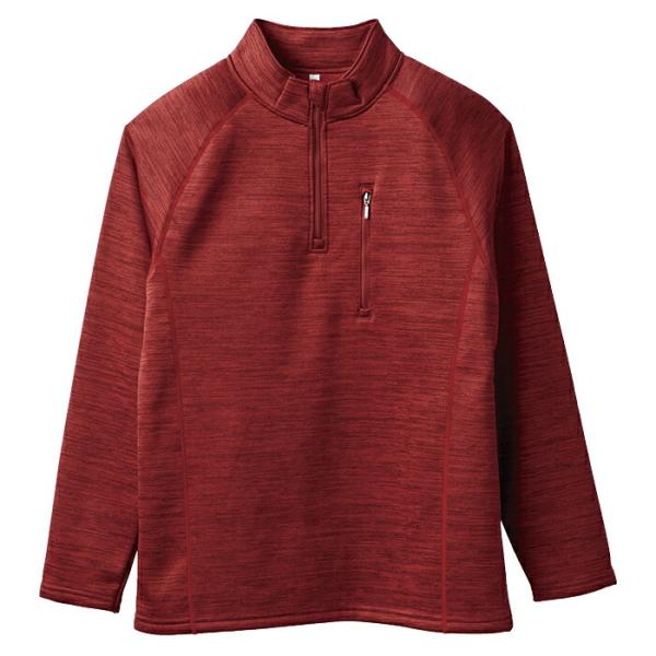 ベロアハーフジップシャツ J542R レッド杢 M