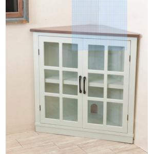 完成品 コーナーキャビネット ガラス扉 隙間収納 組立不要 配線穴