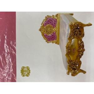 イタリア　シリック　SILIK のシングルベッド　ゴージャスゴールド枠　ピンク　女王様のシングルベッド　シリック　SILIK　マット付き