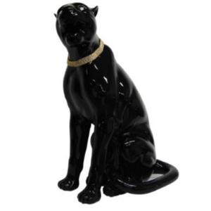ブラックパンサーの置物 イタリア製 パンサーのオブジェ 黒ひょう 黒