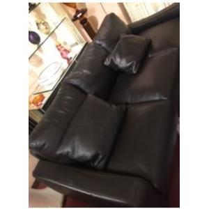 特価！イタリア輸入アンティーク調バロック調ゴシック調ブラック牛皮総張りトリプルソファ