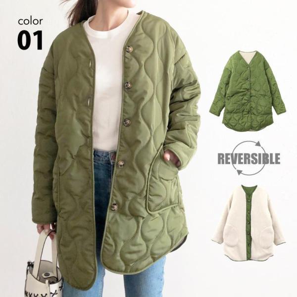 【特価】 キルティング コート アウター 裏起毛 裏ボア リバーシブル もこもこ レディース 秋 冬...
