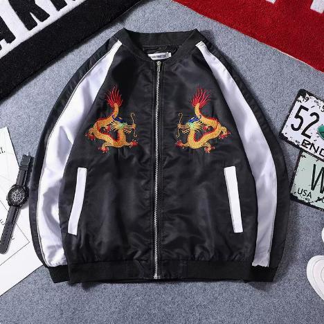 【値下げ】スカジャン メンズ 刺繍 ジャケット ブルゾン生地 和柄 横須賀 光沢 男女兼用 スタジャ...