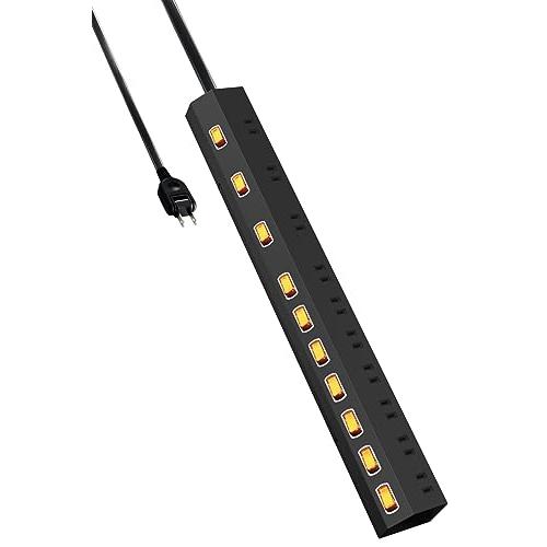 エレコム 電源タップ 雷ガード 10個口 個別スイッチ ホコリ防止シャッター付き スイングプラグ 2...