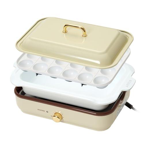アイリスオーヤマ ホットプレート たこやき器 深鍋 2way 洗いやすい おしゃれ 温度調節機能付き...