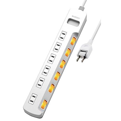 エレコム 電源タップ 6個口 3m 雷ガード 個別スイッチ ほこりシャッター付 耐熱 PSE技術基準...