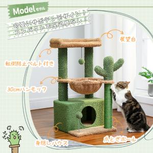 送料無料 キャットタワー ミニ 猫タワー サボテン 小型 多頭