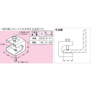 B2L ネグロス ネグロック ボックス支持金具(一般形鋼用、電気亜鉛めっき)