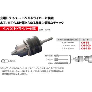 【5/12ポイント最大17％】CH-130 ジェフコム 充電ドリルチャック(口径1.5〜13mm)｜nagamono-taroto