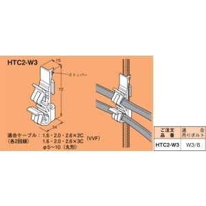 HTC2-W3 ネグロス FVラック 吊りボルト用ケーブル支持具(ポリプロピレン、20個入)