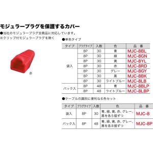 MJC-8RD ジェフコム モジュラープラグカバー(袋入り30個、赤)｜nagamono-taroto