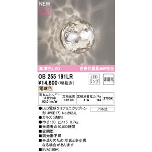 【6/9ポイント最大22％】OB255191LR オーデリック LEDブラケットライト アクアシリーズ 水面ライト 電球色｜nagamono-taroto