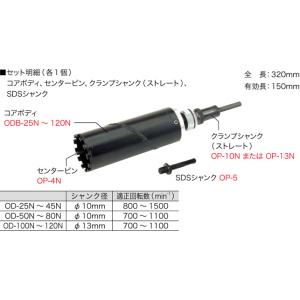 OD-100N ジェフコム ワンタッチダイヤモンドコア(フルセット、サイズφ100mm)｜nagamono-taroto