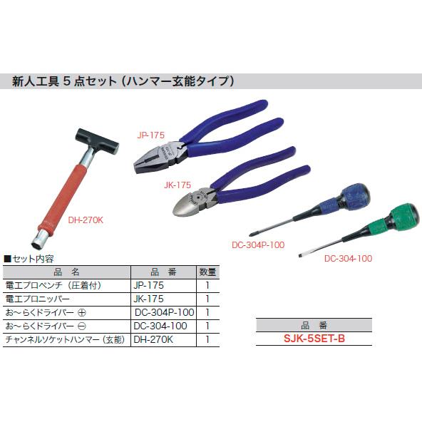 【6/5ポイント最大21％】SJK-5SET-B ジェフコム 新人工具5点セット(ハンマー玄能タイプ...