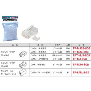 TP-MJS2-808 ジェフコム カテゴリー5モジュラープラグ(2ピースタイプ)(単線専用、袋入り100個)｜nagamono-taroto