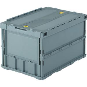 TRC50BGY TRUSCO オリコン 薄型折りたたみコンテナ 50L ロックフタ付 グレー