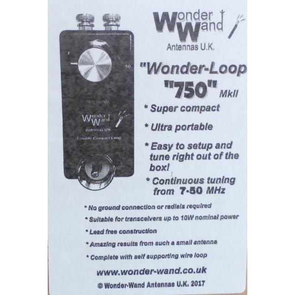 Wonder-loop 750 無線機のアンテナ端子に直接接続 7〜50MHz