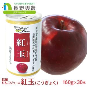 りんごジュース ストレート 缶 長野 100% 長野興農 紅玉りんごジュース 160g/30本入