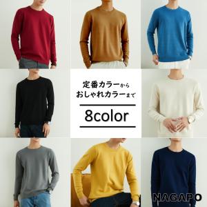 ニットセーター メンズ トップス 長袖 クルー...の詳細画像1