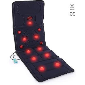 多機能全身マッサージマット 9振動モーターマッサージマット レス折りたたみ式電気マッサージ暖房チェアパッドフルバックマッサージャー