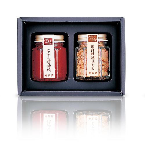 瓶詰合せ 牡丹 - はらこ醤油漬 塩引鮭焼ほぐし - (新潟 村上 グルメ ギフト 贈り物 お取り寄...
