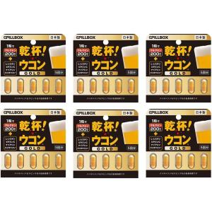 乾杯ウコン ゴールド 1.9g (375mg×5粒） PILLBOX ピルボックス ウコン サプリ サプリメント (リニューアル版 6個セット) 濃縮ウコン 高濃度ウコン 濃縮エキス｜nagi-yu