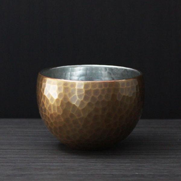 ぐい呑み 銅器 生地色 深丸形 鎚起工房 清雅堂 酒器 鍛金 打ち出し 日本酒 錫 おしゃれ プレゼ...