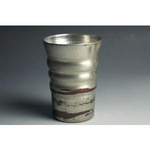 フリーカップ 銅器 錫被 刷毛目模様 大 鎚起工房 清雅堂 カップ 酒器 鍛金 打ち出し ビール 焼...