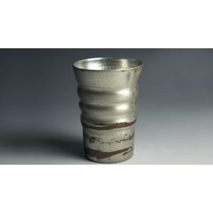 フリーカップ 銅器 錫被 刷毛目模様 中サイズ 鎚起工房 清雅堂 カップ 酒器 鍛金 打ち出し ビー...