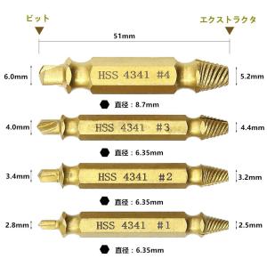 なめたネジはずしビット ドリルビット 4セット...の詳細画像1