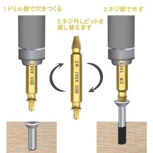 なめたネジはずしビット ドリルビット 4セット...の詳細画像3