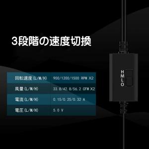 USB ファン 12cm 2連 静音 3段階風...の詳細画像1