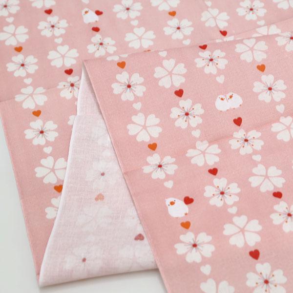 濱文様 てぬぐい さくら文鳥 メール便 ブンチョウ 桜 サクラ 捺染 手ぬぐい 手拭