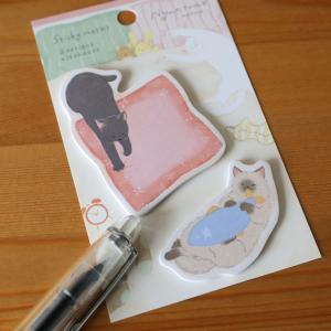 エヌビー社 ふせん にゃんとも ねんね 猫 付箋 ダイカット かわいい メモ 文具 ネコ柄 癒し プチギフト