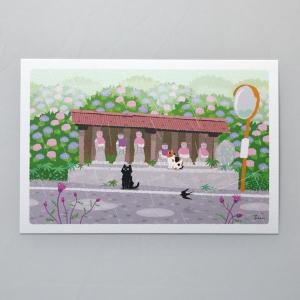 夏 たびねこ ポストカード 雨の地蔵堂 (c) もりとしのり PPA-286s メール便OK 猫 ネコ