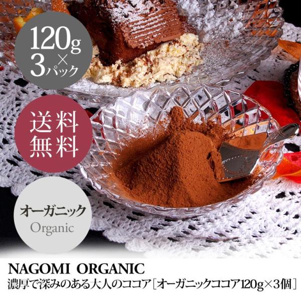 ココアパウダー 120g×3パック セットオーガニック 粉末 有機JAS 無糖 低脂肪 乳成分無添加...