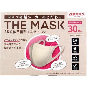 THE MASK 3D立体 レギュラーサイズ ベージュ 30枚入り X4箱｜nagomishop