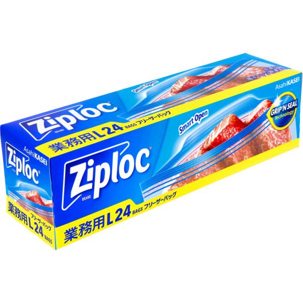 ziploc 旭化成 フリーザーバッグ ダブルジッパー 冷凍解凍用 Lサイズ 24枚入り X4箱
