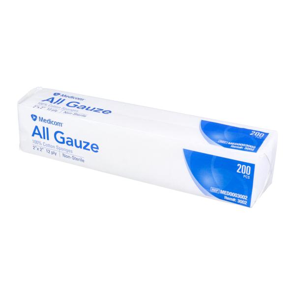 メディコム オールガーゼ 使い捨てタイプ 綿100% 12折 5cm×5cm 200枚入り X3パッ...