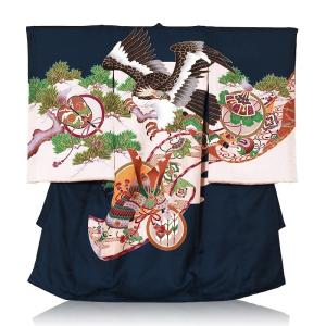 鷹刺繍紺色　産着レンタル　お宮参りレンタル 初着レンタル　着物　男の子