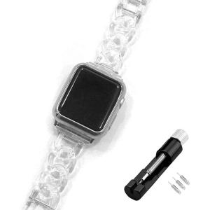 YGGSTORE apple watch チェーン バンド カラー コマ調整工具付き 透明 クリア プラスチック 交換 (38mm/40mm｜naha