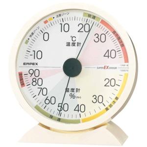 エンペックス気象計 温度湿度計 アナログ 高精度ユニバーサルデザイン 置き掛け兼用 日本製 ホワイト EX-2841｜naha