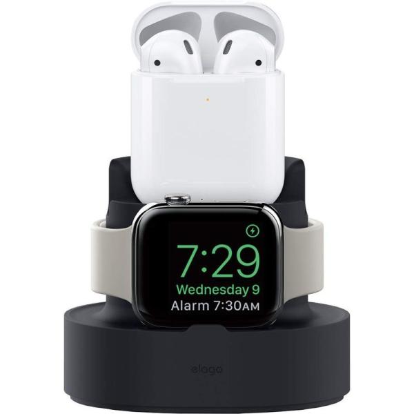 elago Apple Watch/AirPods 対応 充電 スタンド 2in1 シリコン 充電ド...