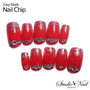 オーダー ネイルチップ ショート ジェル ピンク 斜めフレンチ ぷっくり