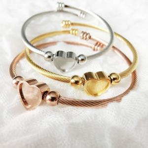 ステンレスブレスレット38 3mm幅 ハート ...の詳細画像1