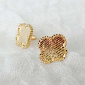 グルーデコ土台 シルバー ゴールド ピアス19 フラワー 花 四つ葉 合金