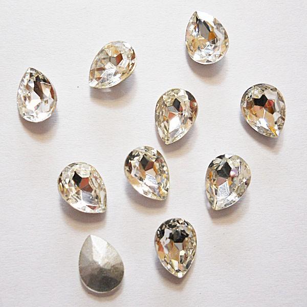 高級ガラスファンシーストーン　ビジューラインストーン01　クリスタル　涙しずく型　4×6mm  1粒...