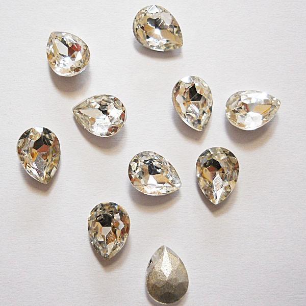 高級ガラスファンシーストーン　ビジューラインストーン02　クリスタル　涙しずく型　6×8mm  1粒...