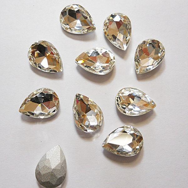 高級ガラスファンシーストーン　ビジューラインストーン04　クリスタル　涙しずく型　10×14mm  ...